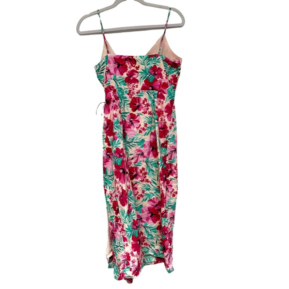J Crew Womens Sleeveless Wrap Dress Size 4 Floral Midi Tropical Hawaiian Pink - Picture 3 of 8